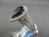 LARGE 3.4CT DIAMOND & AAA SAPPHIRE 14KT WHITE GOLD 3D PEAR SHAPE ENGAGEMENT RING