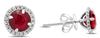 2.83CT DIAMOND & AAA RUBY 18KT WHITE GOLD 3D FLOWER HALO MARTINI STUD EARRINGS