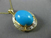 ESTATE EXTRA LARGE 11.27CT DIAMOND & AAA TURQUOISE 14K YELLOW GOLD PENDANT 24819