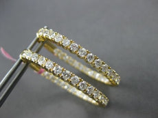 LARGE 2.89CT DIAMOND 18K YELLOW GOLD ROUND INSIDE OUT OVAL HOOP HANGING EARRINGS