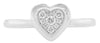 ESTATE .11CT DIAMOND 14KT WHITE GOLD ROUND FLOWER FILIGREE HEART SHAPE FUN RING