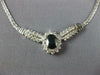 ESTATE 1.64CT DIAMOND & AAA SAPPHIRE 14KT WHITE GOLD OVAL V SHAPE LOVE NECKLACE