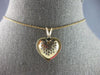.48CT DIAMOND 14KT 2 TONE GOLD 3D ROUND PAVE HEART LOVE FLOATING PENDANT #27755