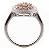 1.53CT WHITE & PINK DIAMOND 18K WHITE AND ROSE GOLD CLUSTER OVAL FLOWER FUN RING