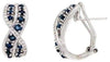 1.12CT DIAMOND & AAA SAPPHIRE 14K WHITE GOLD MULTI ROW CRISS CROSS LOVE EARRINGS