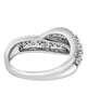 ESTATE .76CT DIAMOND 18KT WHITE GOLD 3D ROUND DOUBLE LEAF CRISS CROSS FUN RING