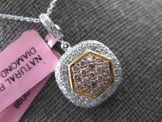 .90CT WHITE & PINK DIAMOND 18KT WHITE & ROSE GOLD 3D HEXAGON MULTI HEART PENDANT