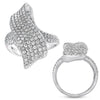 ESTATE LARGE 2.41CT DIAMOND 14K WHITE GOLD MULTI ROW DOUBLE SWIRL SIGNATURE RING