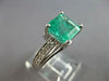 ESTATE LARGE 3.78CT DIAMOND & AAA EMERALD 14KT WHITE GOLD ENGAGEMENT RING #27612