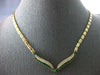 LARGE & LONG 2.60CT DIAMOND & AAA EMERALD 14KT YELLOW GOLD V SHAPE LOVE NECKLACE