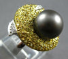 2.07CT DIAMOND & YELLOW SAPPHIRE & TAHITIAN PEARL 14KT WHITE GOLD DOLPHIN RING