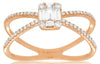 ESTATE .37CT DIAMOND 14KT ROSE GOLD 3D ROUND & BAGUETTE CLUSTER SQUARE LOVE RING