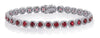 ESTATE LARGE 8.67CT DIAMOND & AAA RUBY 14K WHITE GOLD ROUND HALO TENNIS BRACELET