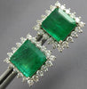 EXTRA LARGE 19.75CT DIAMOND & AAA EMERALD 14KT WHITE GOLD SQUARE HALO EARRINGS