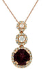 1.29CT DIAMOND & AAA RHODOLITE 14KT ROSE GOLD 3D FLOWER JOURNEY FLOATING PENDANT