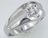 ESTATE .20CT DIAMOND 14KT WHITE GOLD 3D ROUND SOLITAIRE MATTE & SHINY MENS RING