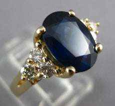 3CT DIAMOND & AAA SAPPHIRE 14K YELLOW GOLD OVAL TRIANGULAR ENGAGEMENT RING 27324