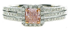.89CT WHITE & PINK DIAMOND 18KT WHITE & ROSE GOLD 3D SQUARE HALO ENGAGEMENT RING