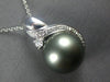 ESTATE LARGE .15CT DIAMOND & AAA TAHITIAN PEARL 14KT WHITE GOLD 3D SWIRL PENDANT