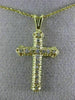 ANTIQUE .30CT DIAMOND 14KT YELLOW GOLD 3D CLASSIC CROSS FLOATING PENDANT #2891