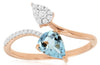 .77CT DIAMOND & AAA AQUAMARINE 14KT ROSE GOLD DOUBLE LEAF CRISS CROSS SNAKE RING