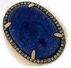 ESTATE LARGE 19.44CT MOCHA DIAMOND & AAA LAPIS 14KT ROSE GOLD OVAL HALO FUN RING