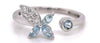 .37CT DIAMOND & AAA AQUAMARINE 14KT WHITE GOLD ROUND & MARQUISE FLOWER FUN RING