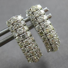 1.20CT DIAMOND 14KT WHITE GOLD CLASSIC 3 ROW OVAL LEVERBACK FUN HANGING EARRINGS