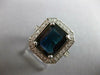 LARGE 4.74CT DIAMOND & AAA SAPPHIRE 14KT WHITE GOLD HALO ENGAGEMENT RING #27613