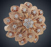 ESTATE EXTRA LARGE .78CT DIAMOND 18KT ROSE GOLD 3D FLOWER FUN RING