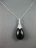 LARGE 16.06CT DIAMOND & AAA ONYX 14KT WHITE GOLD 3D TEAR DROP FLOATING PENDANT
