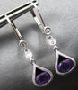 1.06CT DIAMOND & AAA AMETHYST 14KT WHITE GOLD 3D OVAL & ROUND LEVERBACK EARRINGS