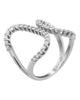 ESTATE LARGE .70CT DIAMOND 18K WHITE GOLD 3D CLASSIC ROUND DOUBLE HEART FUN RING