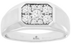 .63CT DIAMOND 14KT WHITE GOLD 3D CLUSTER SQUARE OCTAGON MATTE & SHINY MENS RING