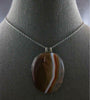 ESTATE LARGE MULTI COLOR ONYX STERLING SILVER 3D OVAL FLOATING PENDANT #27626