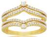 ESTATE .60CT DIAMOND 14KT YELLOW GOLD 3D TWO ROW INSERT WEDDING ANNIVERSARY RING