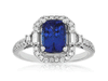 2CT DIAMOND & AAA TANZANITE 14KT WHITE GOLD CUSHION OCTAGON HALO ENGAGEMENT RING