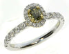 .79CT WHITE & FANCY YELLOW DIAMOND 18KT 2 TONE GOLD OVAL & ROUND ENGAGEMENT RING