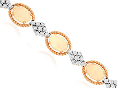 6.33CT DIAMOND & AAA OPAL 14K ROSE GOLD OVAL & ROUND GEOMETRICAL TENNIS BRACELET