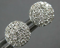 ESTATE .50CT DIAMOND 14KT WHITE GOLD 3D CLASSIC CLUSTER FLOWER STUD EARRINGS