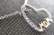 ESTATE .02CT DIAMOND 14KT WHITE & ROSE GOLD 3D OPEN HEART MOM FLOATING PENDANT