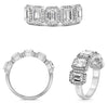 3.48CT DIAMOND PLATINUM 3D ROUND & EMERALD CUT CLASSIC 5 STONE HALO WEDDING RING