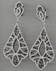 LARGE 4.35CT DIAMOND 18KT WHITE GOLD FILIGREE TEAR DROP FLORAL HANGING EARRINGS