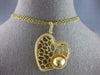 EXTRA LARGE .95CT DIAMOND 18KT YELLOW GOLD FILIGREE HEART LOVE FLOATING PENDANT