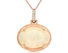 3.63CT DIAMOND & AAA OPAL 14KT ROSE GOLD OVAL MATTE & SHINY FUN FLOATING PENDANT