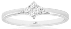 ESTATE .15CT DIAMOND 14K WHITE GOLD 3D ROUND 4 STONE GEOMETRICAL SQUARE FUN RING