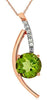 1.55CT DIAMOND & AAA PERIDOT 14KT ROSE GOLD 3D CRISS CROSS LOVE FLOATING PENDANT