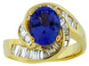 LARGE 3.50CT DIAMOND & AAA TANZANITE 14K YELLOW GOLD CRISS CROSS ENGAGEMENT RING
