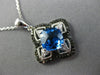 ESTATE 3.03CT DIAMOND & BLUE TOPAZ 14KT WHITE & BLACK GOLD OPEN FILIGREE PENDANT
