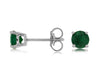 ESTATE .90CT AAA EMERALD 14KT WHITE GOLD 3D ROUND CLASSIC 4 PRONG STUD EARRINGS